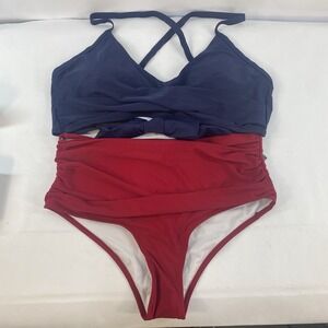 Dokotoo Womens Swimsuit XL Tie Back Bikini Top High‎ Waisted Ruched Bottom